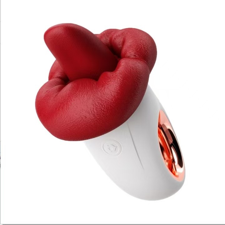 Вибратор OPTLPL, С език, С функция засмукване, 10 режима на вибрация, Медицински силикон, Червен