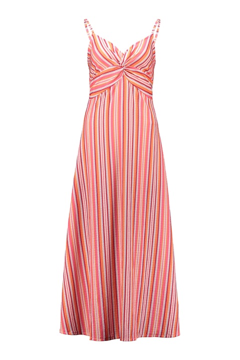 Hailys, Rochie evazata cu dungi, Alb/Roz deschis/Portocaliu deschis