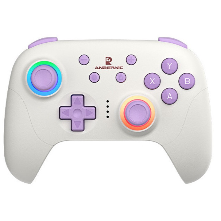 Controller Wireless Anbernic RGP01, iluminare RGB, Wireless, Bluetooth, Analoguri Hall, Triggere Hall, macro butoane, USB-C, Switch, PC, Android, Alb