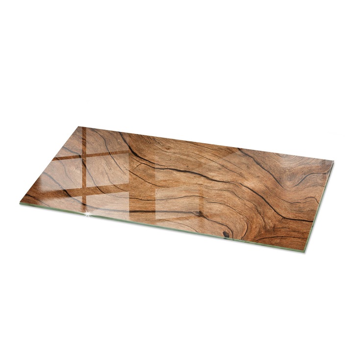 Blat sticla masa, Tulup, Model din lemn natural, Maro, 125x50 cm, sticla securizata, dreptunghi, 010010820080000027322