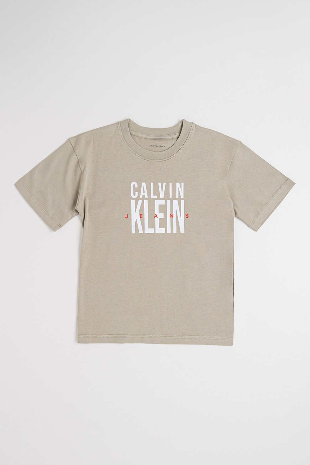 CALVIN KLEIN, Tricou de bumbac cu imprimeu logo, Verde pal, 152 CM