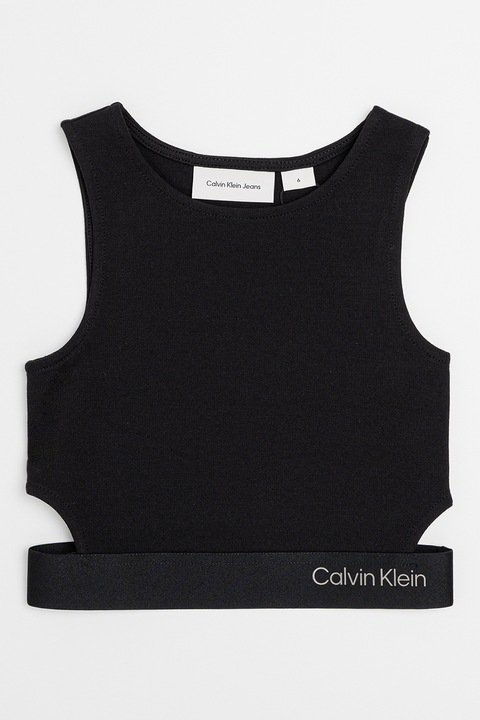 CALVIN KLEIN, Crop top oldalt kivágásokkal, Fekete