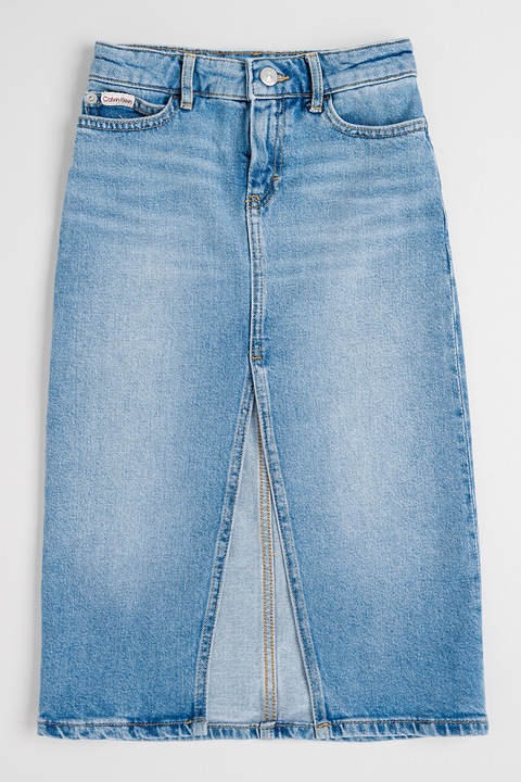 CALVIN KLEIN, Дънкова пола с цепка, Светлосин