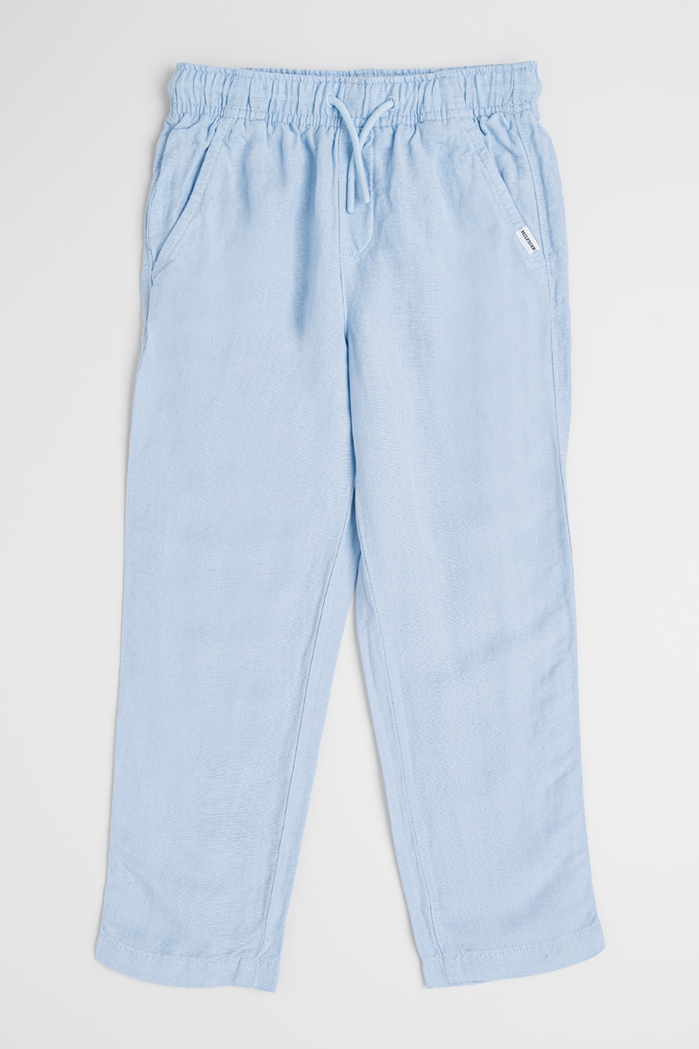Tommy Hilfiger, Pantaloni de trening din amestec de in cu snur in talie, Albastru deschis, 164 CM