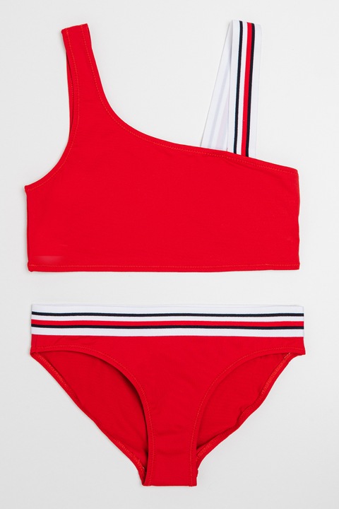 Tommy Hilfiger, Costum de baie uni cu doua piese, Rosu, 164-166 CM
