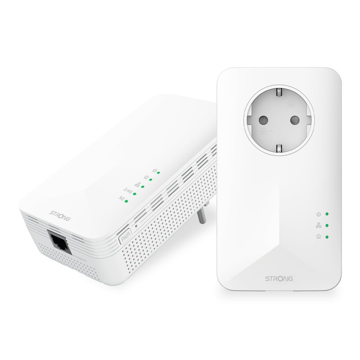 Рутер Gaming Strong Set Powerline 1000 Duo, 1000 Mbps + Wlan адаптер 1200 Mbps, бял