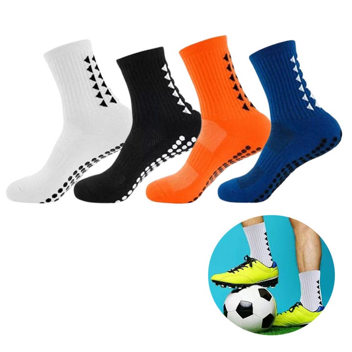 4 pár férfi sportzokni szett, csúszásgátló, izzadságelnyelő, poliészter, 39-45EU, többszínű