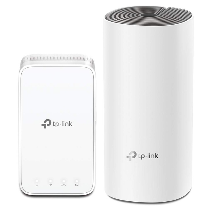 TP-LINK Deco E3 Mesh WiFi Router, kétsávos, 2 darabos szett, fehér, 223 m lefedettség
