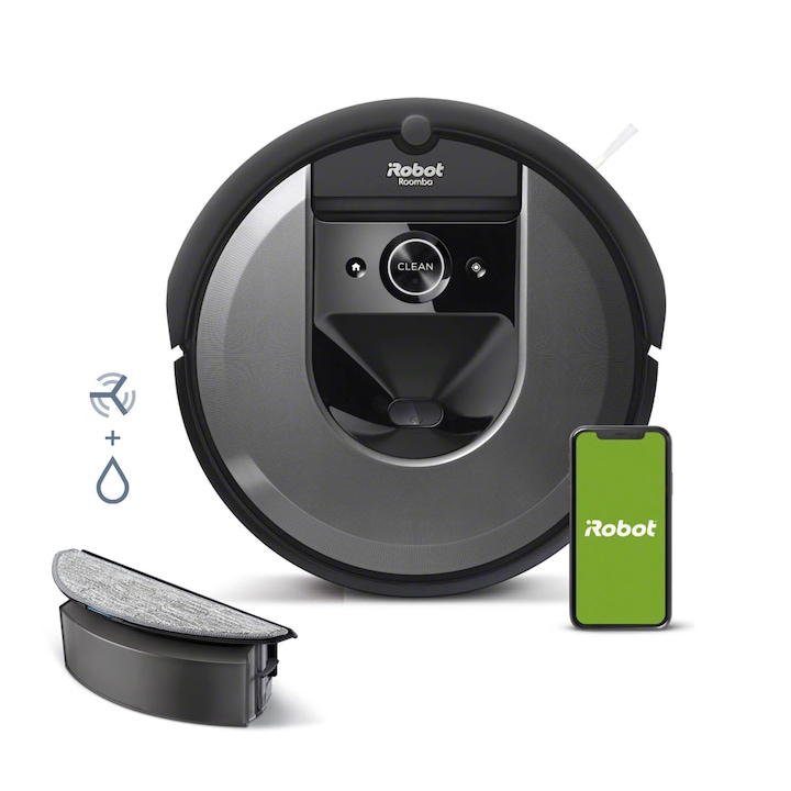 Роботизирана прахосмукачка, iRobot Roomba Combo I8, светло сребриста, батерия, 600 мл