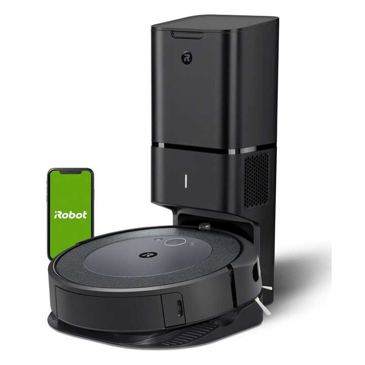 Робот прахосмукачка iRobot Roomba I3+, 2 гумени четки, тъмен цвят, с вакуумна станция
