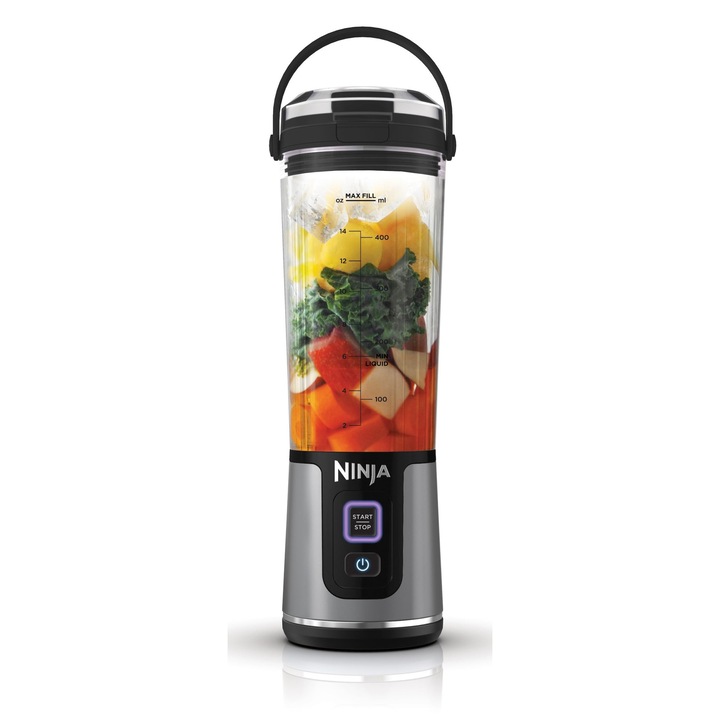 Преносим блендер Ninja, 530 мл, черен, 800 W, безжичен