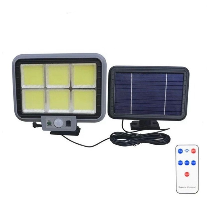 Proiector solar LED, senzor de miscare, telecomanda, 3 moduri de iluminare, model 294COB