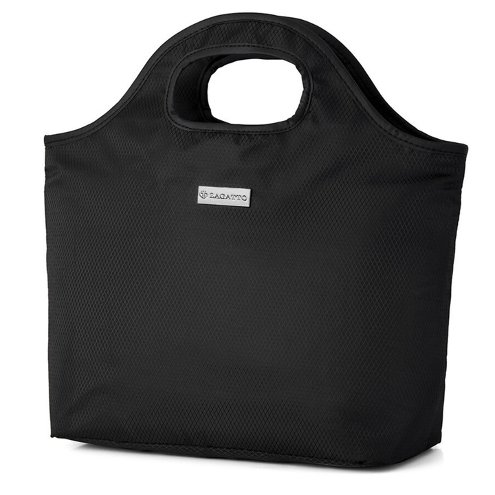 Geanta termoizolanta dama, Zagatto, Neagra, Ideala pentru picnic, plaja, calatorii, cumparaturi zilnice, 11L, Dimensiuni 30x15x26,5 cm, Compartimet principal termoizolat, ZG959