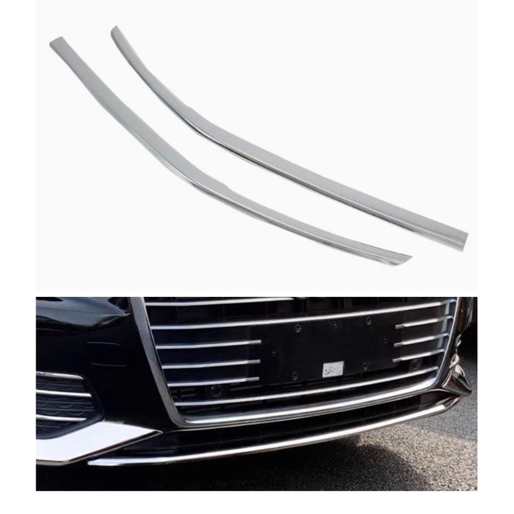 Хромирана лайсна за предна броня Audi A6 (2019–до момента) – Комплект от 2 части