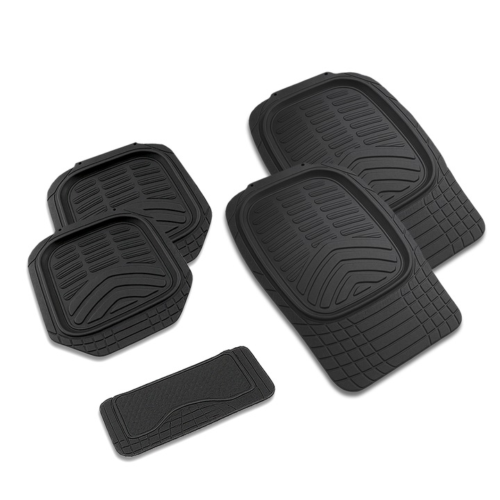 Set 5 Covorase Auto Kiwari Rugged, Universale, PVC, Negru