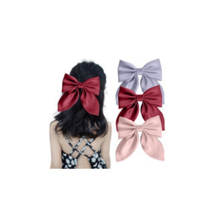 3 darabos hajdísz szett, túlméretezett masnik, piros/lila/rózsaszín, 13,46 cm x 11,94 cm