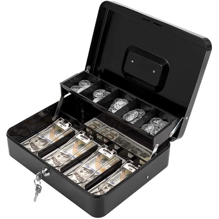 Каса LYCENXI, с 2 ключа, 10 отделения, черна, 300x240x90 мм