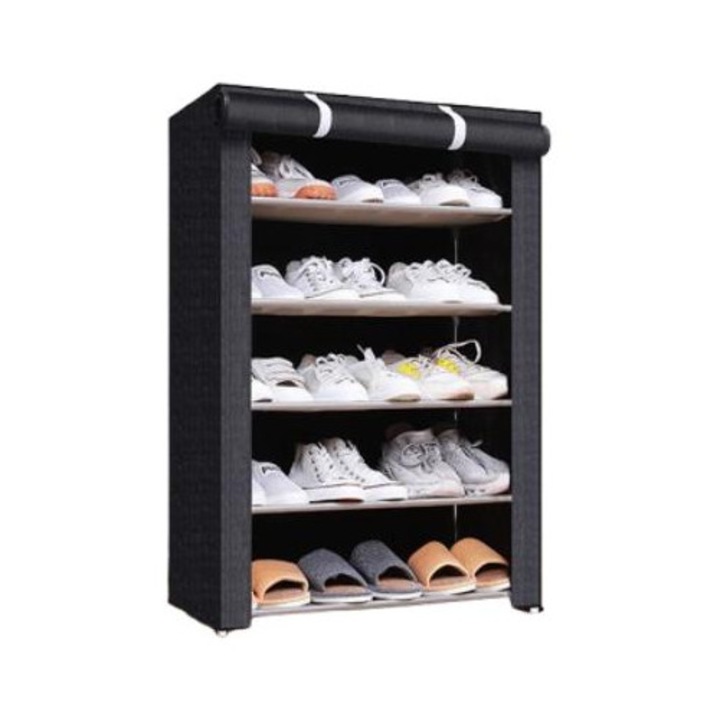 Метална поставка за обувки, черна, сгъваем дизайн, многофункционална употреба