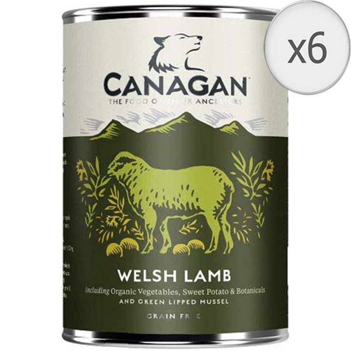 Hrana umeda pentru caini Canagan, Grain Free, miel si peste alb, 6x400g