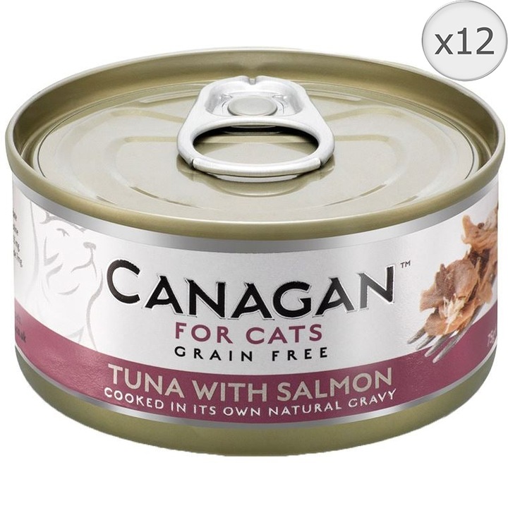 Hrana umeda pentru pisici Canagan, Ton cu Somon, 12x75g
