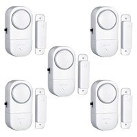 Alarma Anti Furt Pentru Usi Ferestre, SINBINTA, Pachet de 5, 90 dB, Cu telecomanda, Fara fir, Senzor magnetic, Functioneaza cu baterii, Usor de instalat, Portabil, Pentru casa, birou, apartament, Plastic, 1.18x2.48in, Alb