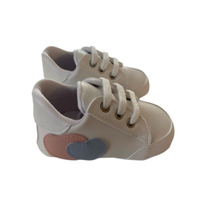 Albi cu Detalii Roz si Gri, Alb