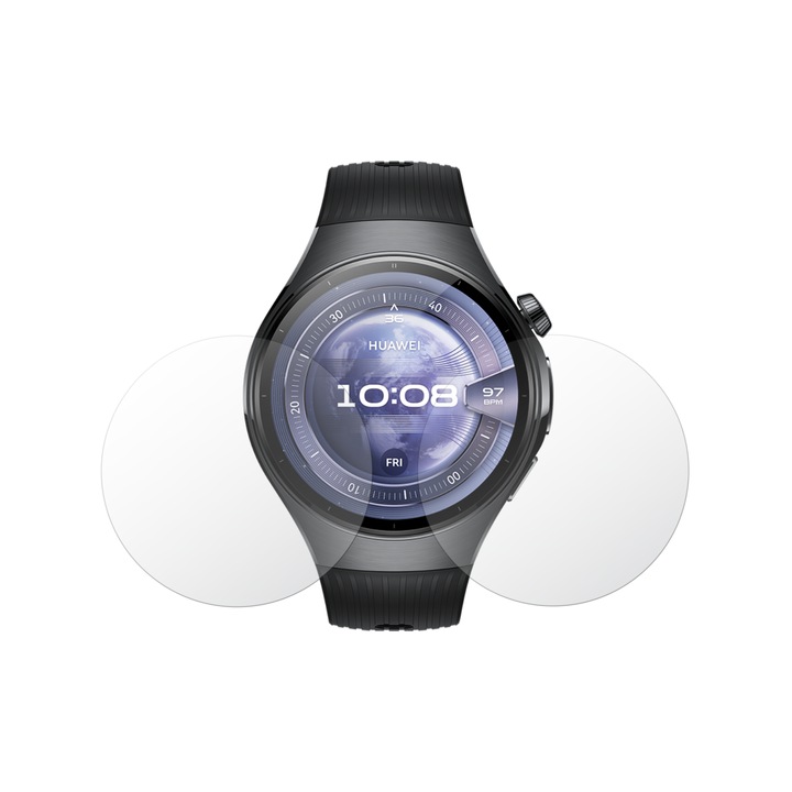Set 2X Folie Protectie Ecran iSkinz pentru Huawei Watch 5 - 46 mm, Invisible Skinz HD, Siliconica Ultra-Clear cu Acoperire Totala, Adeziva si Flexibila