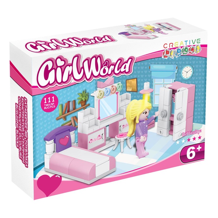 Cuburi de Constructie Dormitor cu 1 Figurina (111 de piese)