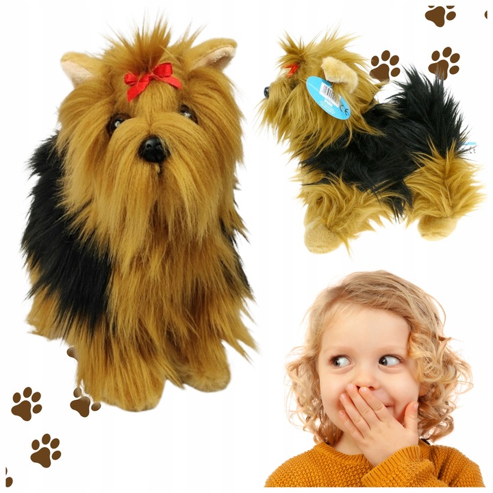 Талисман, дуби, куче йоркширски териер, 30 см, плюшен, реалистичен, безопасен за деца, черен, без комплект, висококачествен плюш, мек, приятен на допир, CE сертифициран