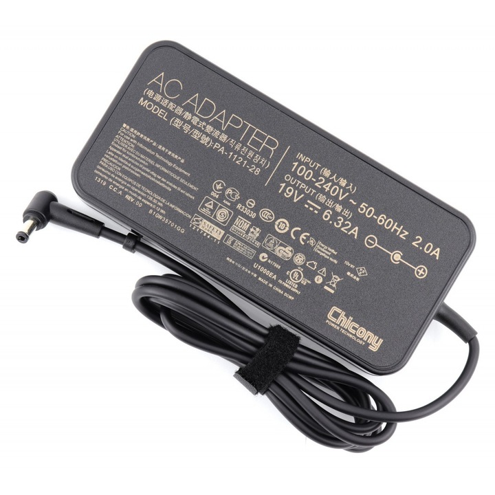 Съвместимо зарядно за лаптоп Asus 19V 6.3A 120W накрайник 5.5x2.5mm квадратна форма ОРИГИНАЛ Chicony, G53JW 120W квадратна форма ОРИГИНАЛ Chicony