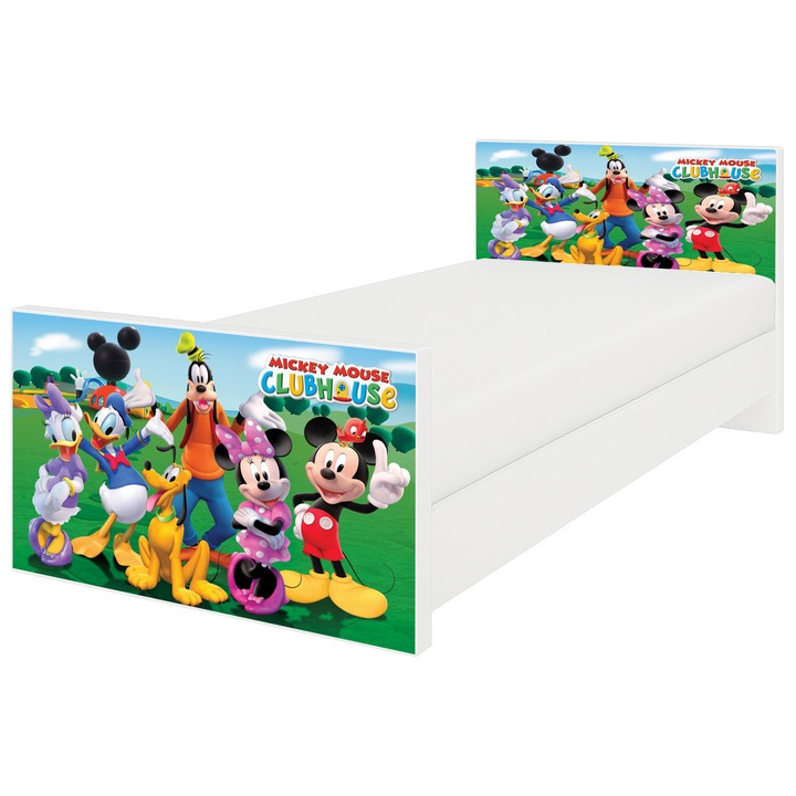 Pat copii Royal Tip Clubul Lui Mickey Mouse 164x85x68 cm, ALB, 2-12 ani