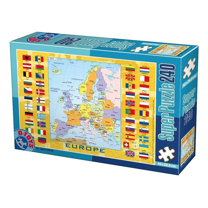 Super Puzzle Europe, 240 piese, D-toys