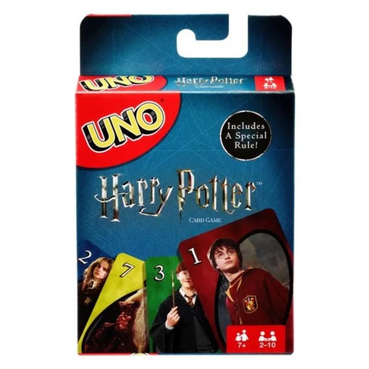 Carti de joc, Mattel, Harry Potter UNO, 108 carduri, 14 x 9 cm