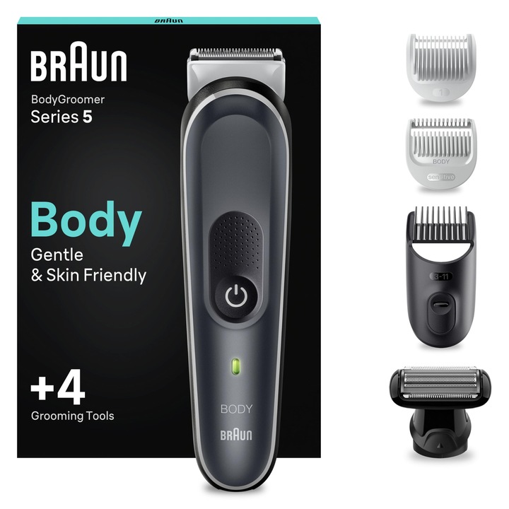 Интимна самобръсначка/грижа за тялото Braun Series 5 за мъже, грижа за тялото и обезкосмяване за мъже, гръден кош, подмишници, гребени 1-11 мм, прецизна приставка за бръснене, BG5360