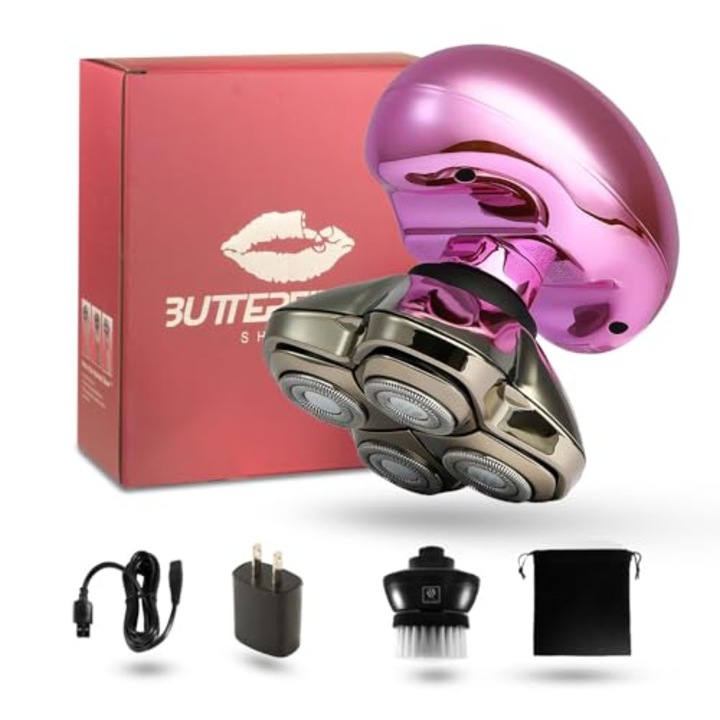 Koponyaborotva - Butterfly Kiss Pro, Elektromos borotva nőknek, Rózsaszín szőrtelenítés