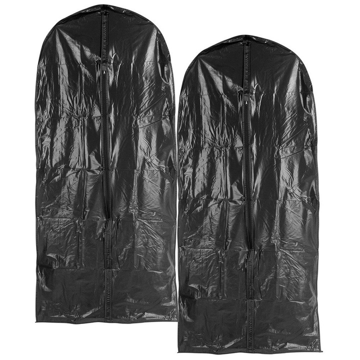 Set 2x Huse pentru Imbracaminte, Artemis, 60x135cm, impermeabile, negre