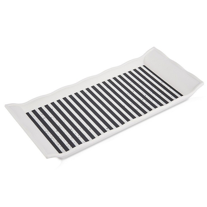 Tava de servire, Artemis, 29,5x13x3cm, alb negru