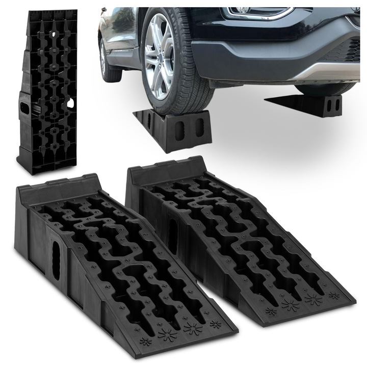 Рампа за достъп до автомобили, 2 броя, товароносимост 5 т, 90,5 x 30,5 см, черна