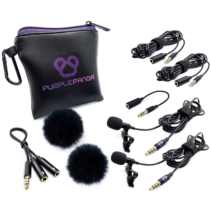 Комплект микрофони Rever Purple Panda, 2 бр., всепосочни, USB, лилави