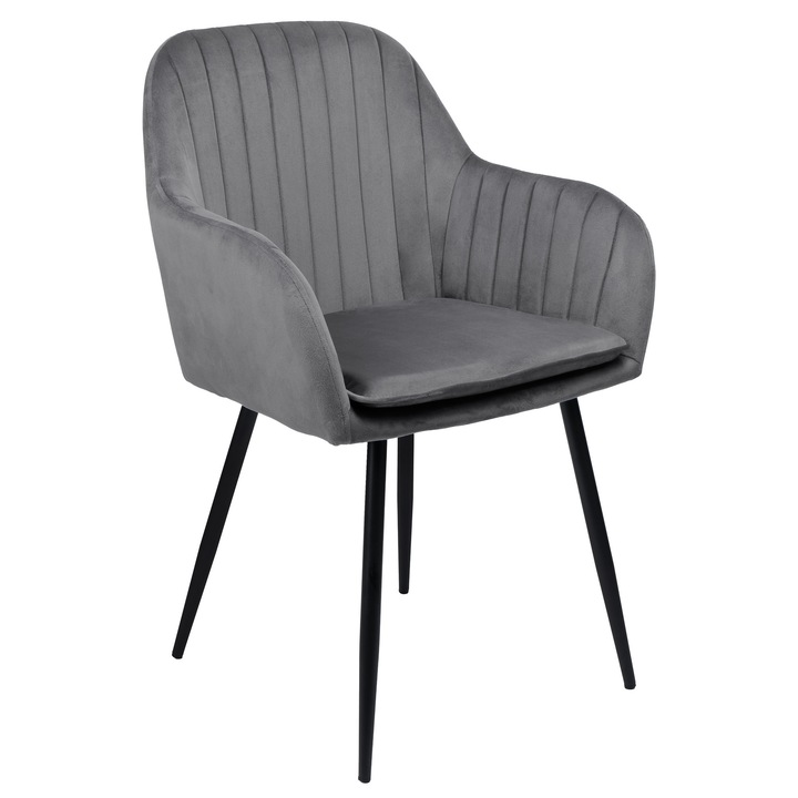 Scaun Sevilla Velvet, grafit, 87x58x55cm, picioare metalice, design modern