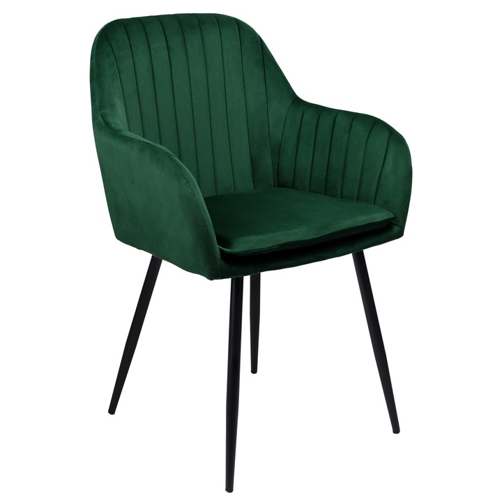 Scaun Sevilla Velvet, Culoare Ciemnoverde, Dimensiuni 87x58x55cm, Design Modern, Ergonomic