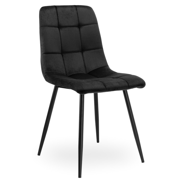Scaun tapizat Denver, modern, negru velvet, dimensiuni 86x44x55cm, capacitate 120kg