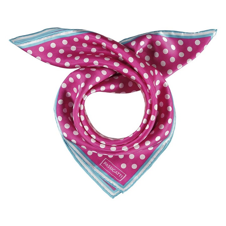 Sal dama din matase, model cu puncte, 53x53cm, multicolor