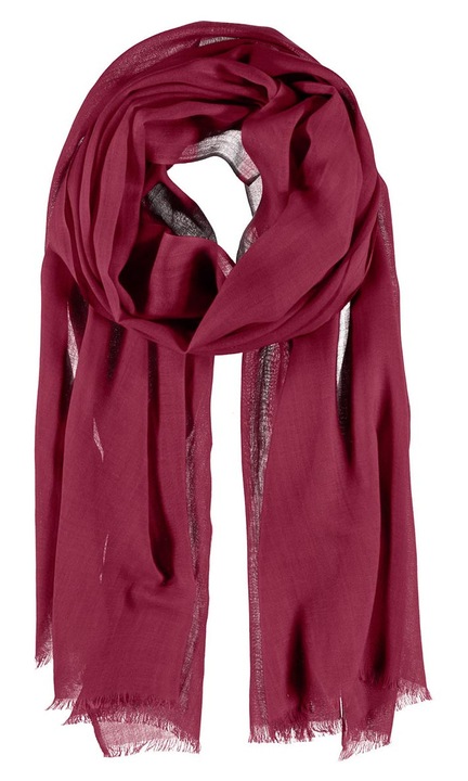 Sal subtire din lana, bordou, 70x200cm