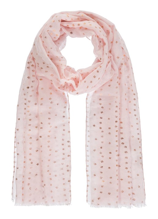 Sal dama cu imprimeu auriu, Passigatti, roz deschis, 50x180 cm