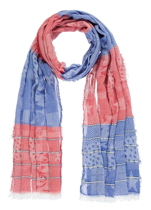 Női könnyű, kétszínű sál, piros, 60x180cm