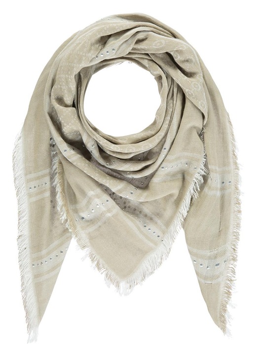 Sal dama jacquard cu firuri argintii, 140x140cm, bej, set