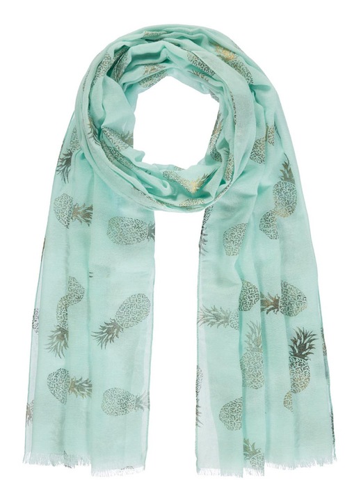 Sal dama cu ananas, turcoaz, 50x180cm, set disponibil