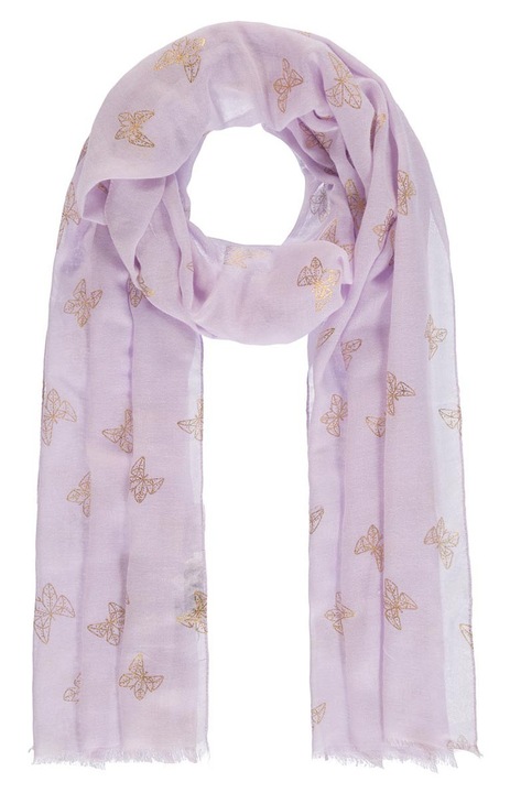 Sal dama usor cu imprimeu fluturi, 50x180cm, multicolor