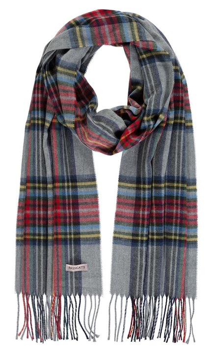 Sal dama rosu cu carouri, Passigatti, 40x200cm, cu franjuri decorativi